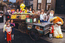 Hot dog and fruit carts