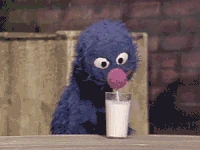 Grover drinks several glasses of milk in Sesame Street Episode 1207
