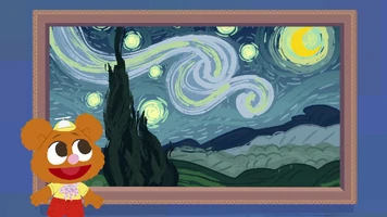 Baby Fozzie looking at "Starry Night" on Disney Junior Music: Ready for Preschool's "At the Art Museum"