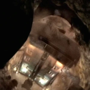 An external view of the Rabrokator drilling through rock.