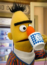 Depicted on mugs in Sesame Street social media videos.