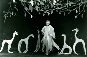 Note the puppeteers performing the Gazelles.