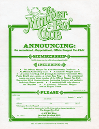 Membership application for the renamed "Muppet Fan Club"