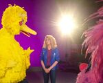 Tori Kelly on the LA set with Big Bird and Abby Cadabby