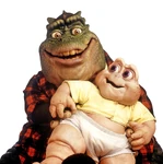 Earl and Baby Sinclair (with special appearance by Kevin Clash's head)