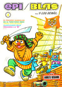 Bert smokes a cigar, in character as Yanez from the Sandokan stories, on the cover of a Spanish Sesame Street comic book and in the interior comic story "El Pequeño Sandokan" (published between 1976 and 1979).