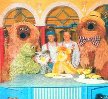 Rumpel with Samson, Buh, Gunnar Dressler, Leonie Löwenzahn, Gernot Endemann and Simson in 1989