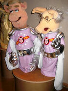 Link Hogthrob and Dr. Julius Strangepork puppets on display at the Center for Puppetry Arts.