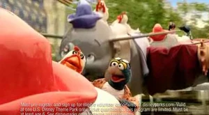 Gonzo and Camilla aboard the Dumbo ride in a "" commercial.