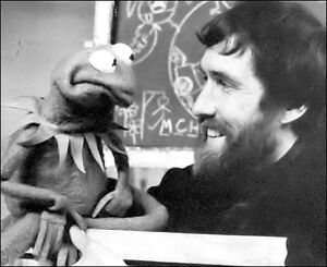 Jim and Kermit filming the  from 1969. By using the television medium, Henson found that puppets could be more expressive and close to the audience. The most significant example of this idea is Kermit the Frog.