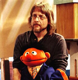 Whitmire and Ernie on the set of Count on Sports.