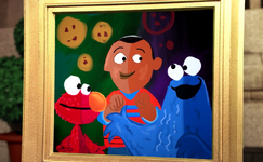 Elmo appears as an animated painting in The Cookie Thief