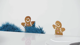 Cookie Monster and Chris Morocco puppet gingerbread men on Bon Appétit.