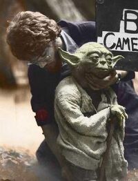 Puppeteer David Barclay works on Yoda