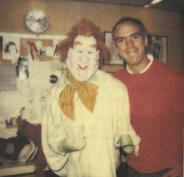 performer Richard Hunt with a prototype of Wild