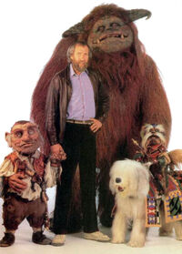 Jim Henson with Hoggle, Ludo and Sir Didymus on Ambrosius