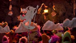 The Fraggles use shadow puppets for a song in the Fraggle Rock: Back to the Rock episode "The Legend of Icy Joe."