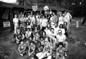 Big Bird with the cast and crew on location, recording for the first week of shows of the season. Among them are actors  and , director , and puppeteer .