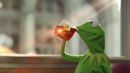 Kermit drinks a cup of (CGI) tea in Lipton commercial