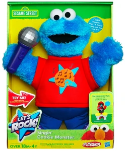 "Let's Rock! Singin' Cookie Monster" Cookie Monster sings when the microphone is close to his face; he interacts when Let's Rock! Elmo is nearby.
