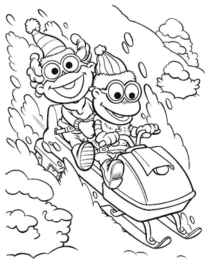 Baby Scooter and Baby Skeeter snowmobiling in Minnesota.