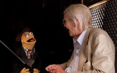 Martin Landau and Walter.jpg (132 KB) Landau and Walter have a conversation in a sound booth.