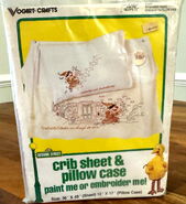 Embroidery or Paint crib sheet and pillow case 1980