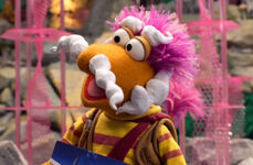 Gobo Fraggle wears facial hair made of whipped cream in Fraggle Rock: Back to the Rock "Wembley the Spokesfraggle"