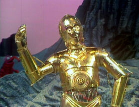 C-3PO on the planet Koozebane, on The Muppet Show.