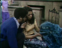 Cookie Monster slips on a stray rollerskate in Episode 0352.