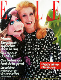 Miss Piggy with Catherine Deneuve on the cover of ELLE (France) (1980)