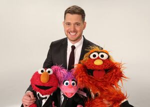 Michael Bublé with Elmo, Abby and Murray