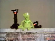 With Kermit the Frog on Sesame Street