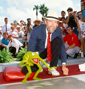 Jim and Kermit leaving their mark in cement.