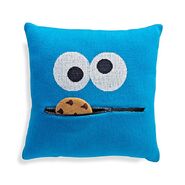 Knitted Cookie Monster pillow with zipper mouth pouch