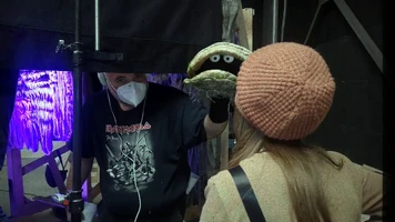 Dan Garza with a cave creature for Red's song