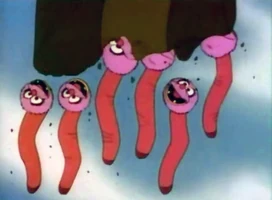 Tomato wormsBaby Animal's ancestors imagined in the Muppet Babies episode "Fozzie's Family Tree"