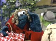 Cookie Monster as Little Red Riding Hood