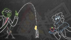 Animated Sam Eagle as Isaac Newton on Muppets Now.