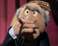 Statler's cigar explodes in his face in episode 101 of The Muppet Show.