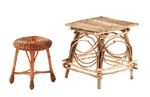 #71 ― The Tale of the Bunny Picnic ― Twig Table and Wicker Stool with Storybook (sold for $1,250)