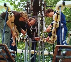 Brian Henson and other puppeteers performing marionettes at Battersea Park