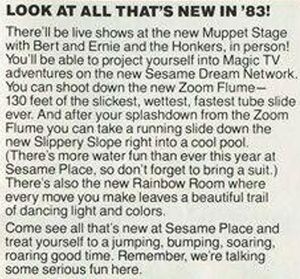 Sesame Place new in 1983