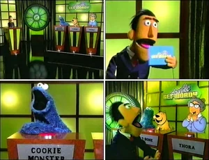 Guy Smiley and Cookie Monster, alongside T-Bone and Thora.