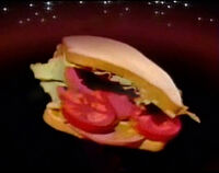 Barbra Streisandwich singing "I Love a Puree"