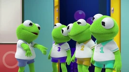 Baby Kermit clones himself in "Counting Kermits."