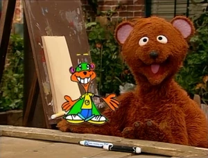 Baby Bear with Hero Guy, an animated superhero.