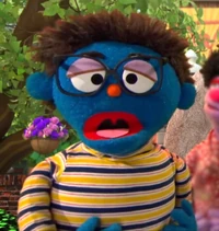 Fat Blue boy in Superhero the Musical