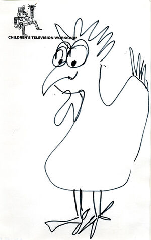 An early design for Big Bird by Jim Henson, on Children's Television Workshop stationery.