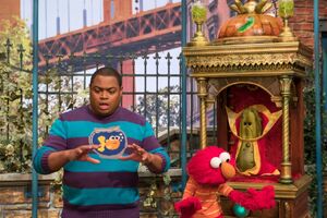 Chris, body-swapped with Elmo in When You Wish Upon a Pickle